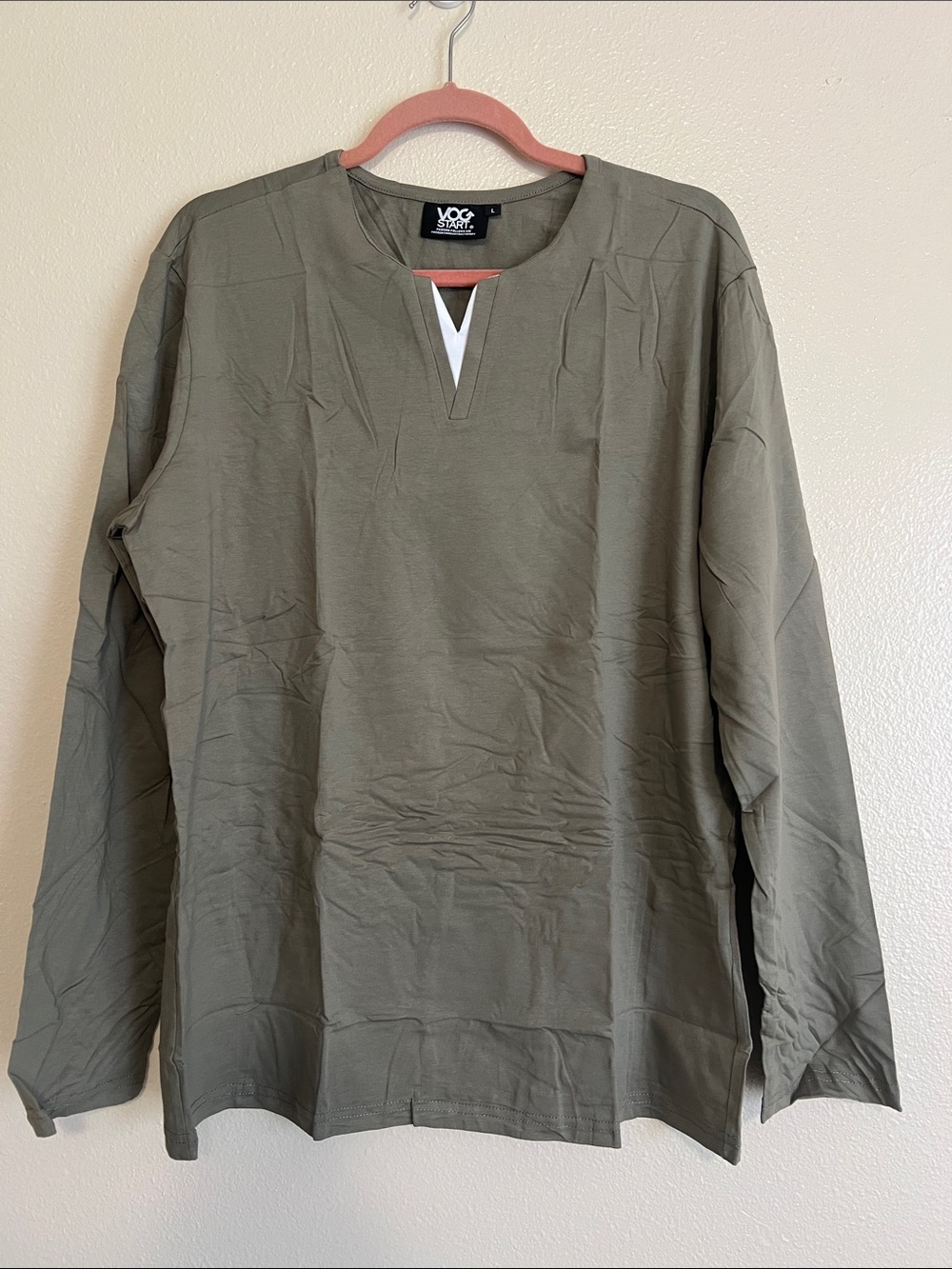 Men's Olive Green Long-Sleeve Shirt